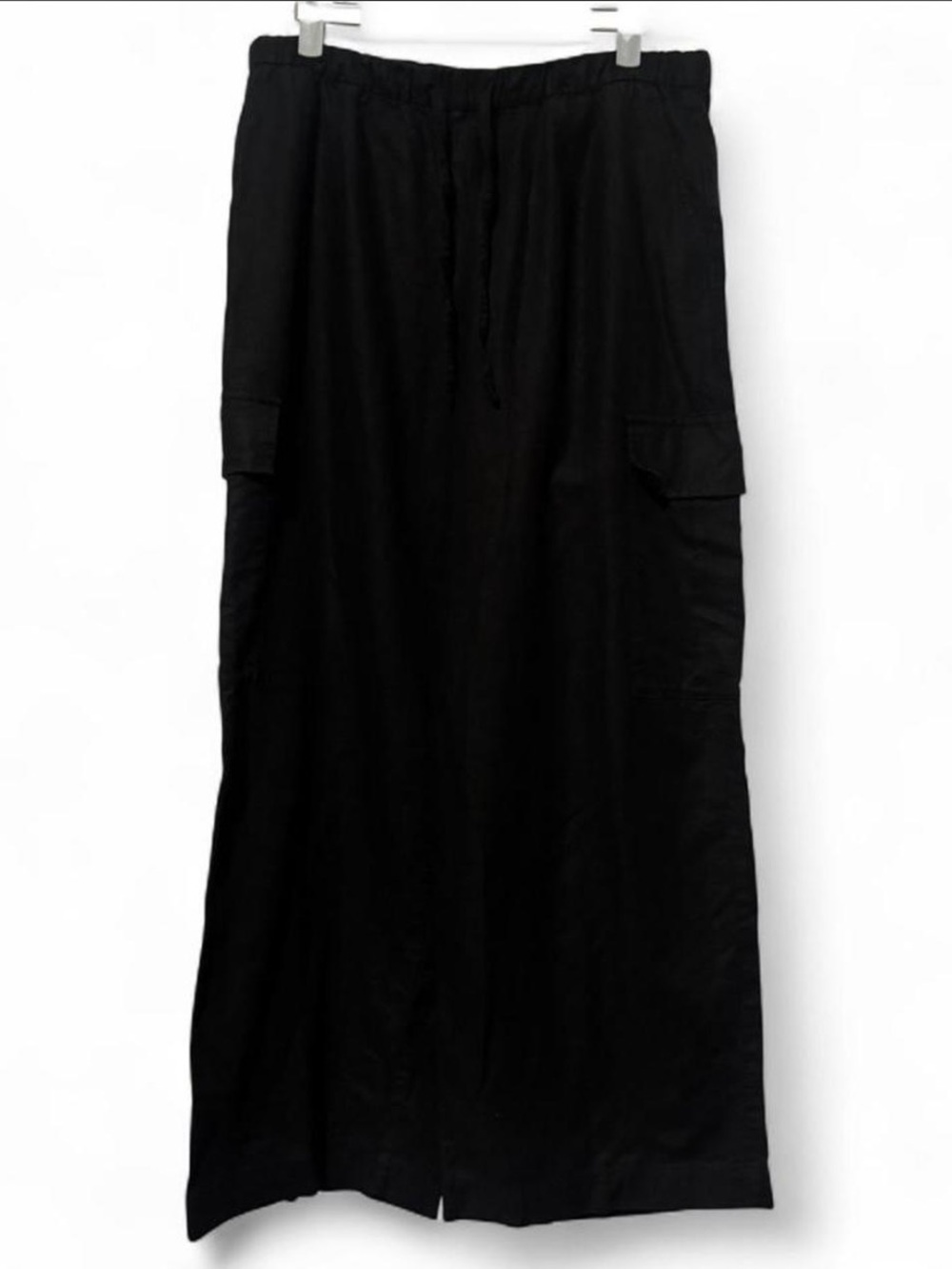 Gap Black Linen Drawstring Wide Leg Pants Size M - Picture 2 of 5